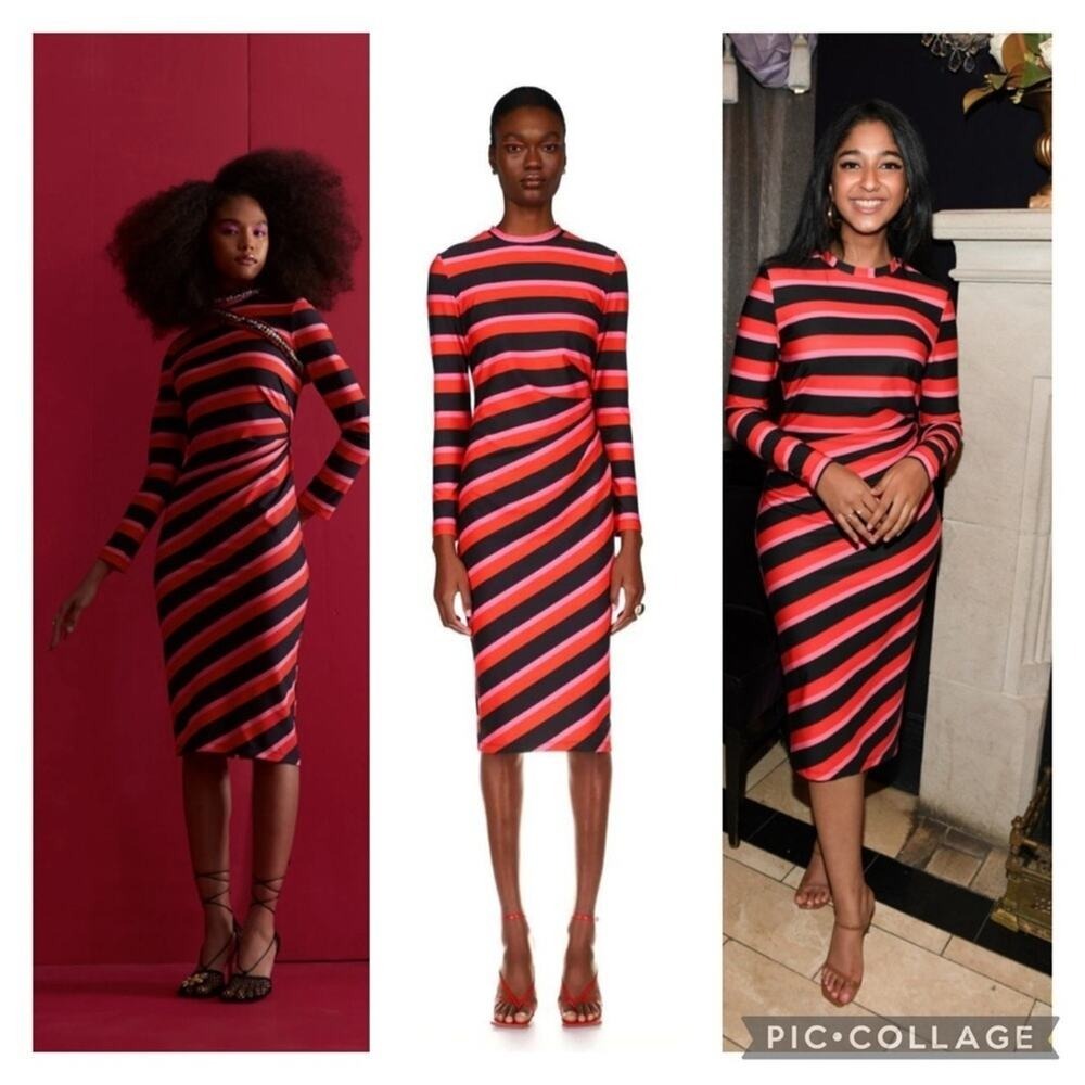 Jonathan Cohen Designer Striped Side Twist Contour Dress XS